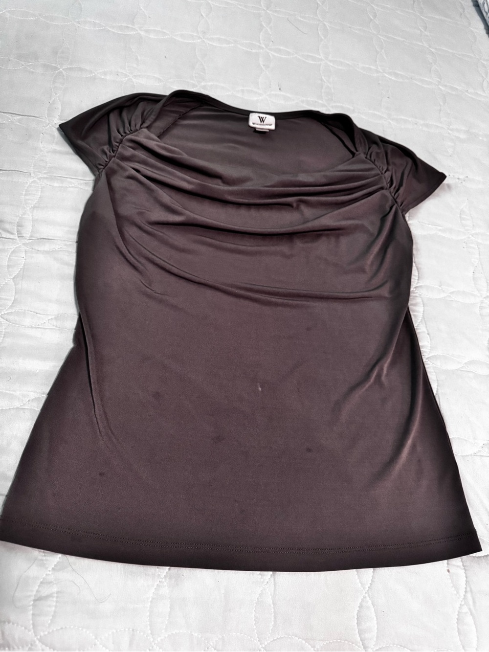 Women's Draped Neck Cap-Sleeve Top Sz M